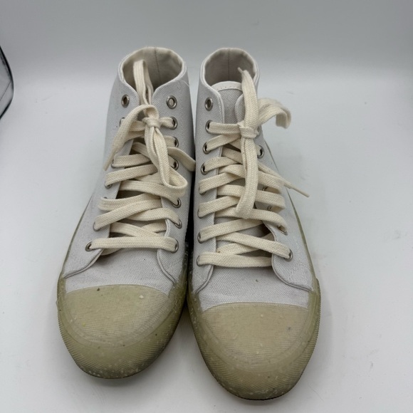 ANTHROPOLOGIE RECYKERS SOHO HIGH-TOP SNEAKERS Size 7.5-8 White Lace Up - Picture 8 of 8